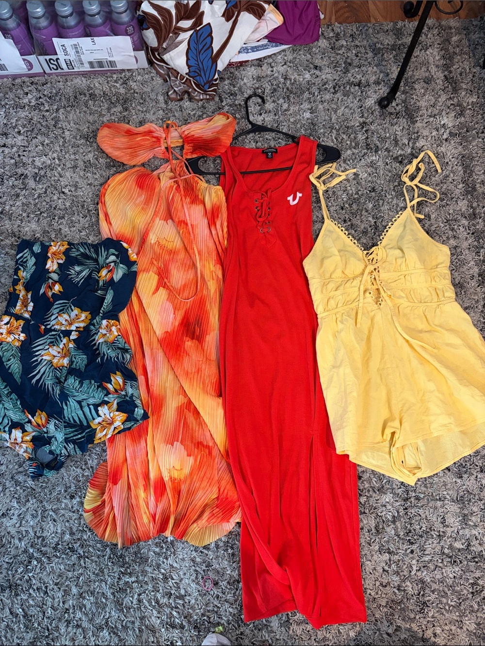 True Religion Red Lace-Up Maxi Dress